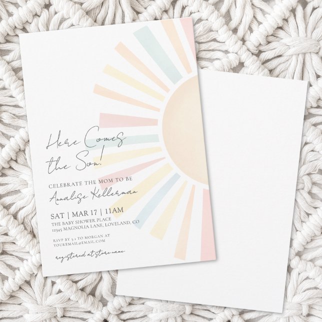 Here Comes The Son Simple Sun Baby Shower Invitation (Here Comes The Son Simple Sun Baby Shower Invitation)