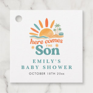Here Comes The Son Summer Baby Boy Shower Favour Tags