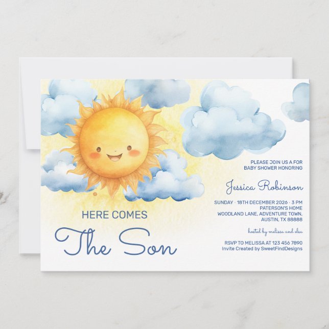 Here Comes The Son Summer Baby Shower Invitation (Front)