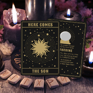 Here Comes The Son Sun Tarot Baby Shower Invitation