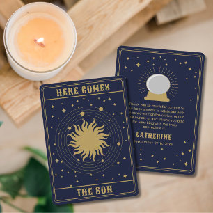 Here Comes The Son   Sun Tarot Baby Shower Thank You Card