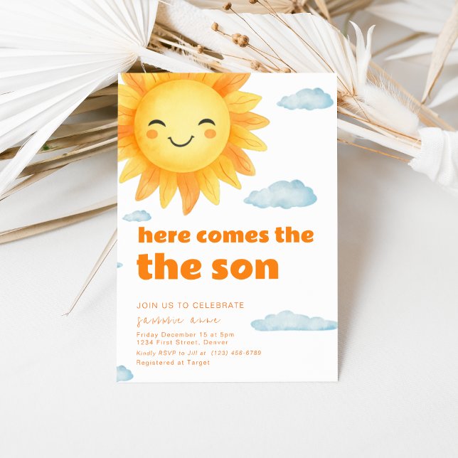 Here Comes The Son Sun Theme Baby Shower Invitation (Creator Uploaded)