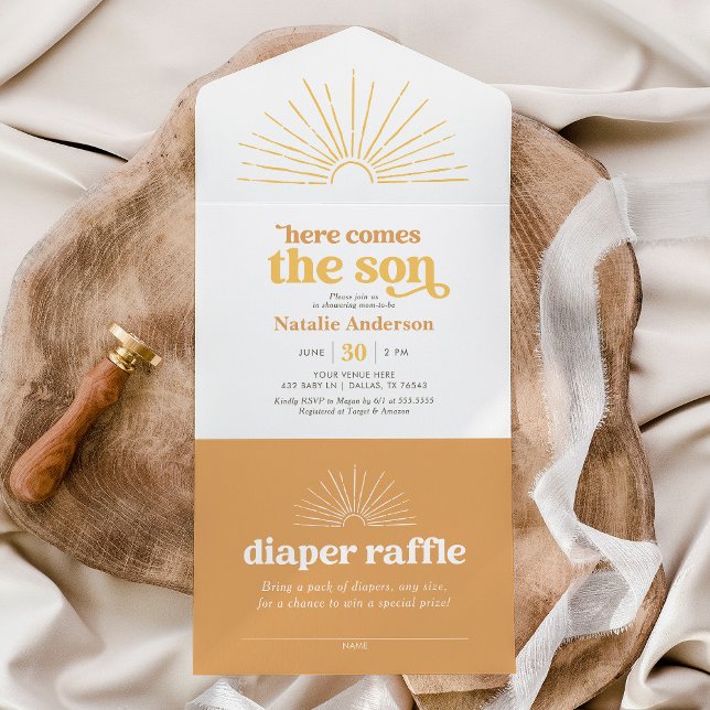 Here Comes the Son Sunshine Baby Shower All In One Invitation (Creator Uploaded)