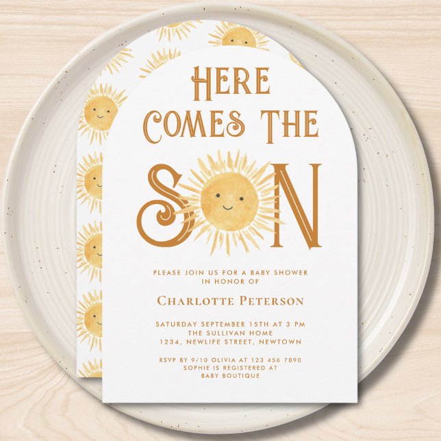 Here Comes The Son Sunshine Baby Shower Arch Invitation (Creator Uploaded)
