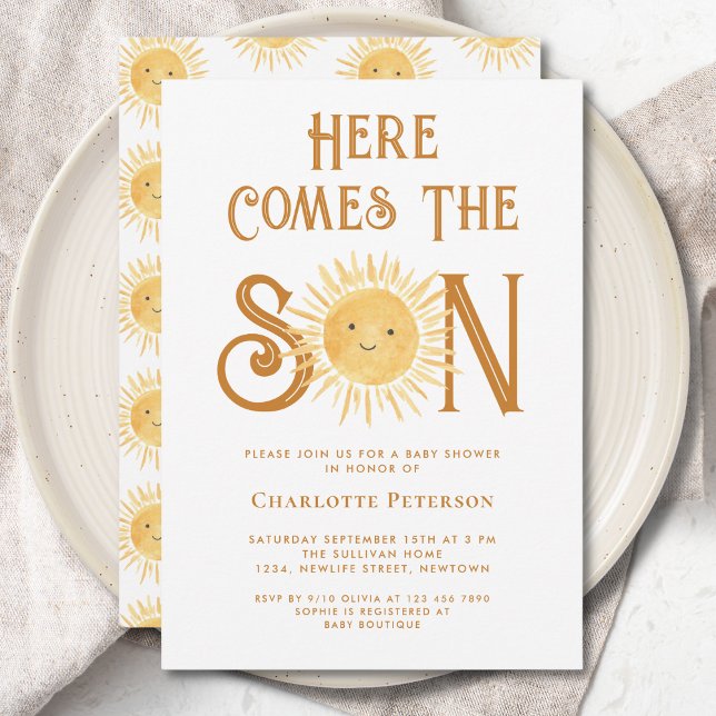 Here Comes The Son Sunshine Baby Shower  Invitation (Creator Uploaded)
