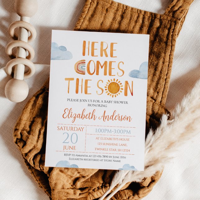 Here Comes The Son Sunshine Baby Shower  Invitation (Creator Uploaded)