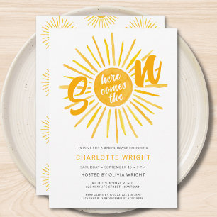 Here Comes The Son Sunshine Baby Shower Invitation