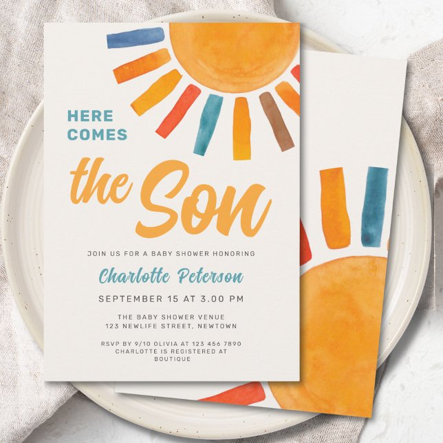 Here Comes the Son Sunshine Baby Shower  Invitation (Creator Uploaded)