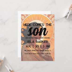 Here comes the son sunshine baby shower invitation