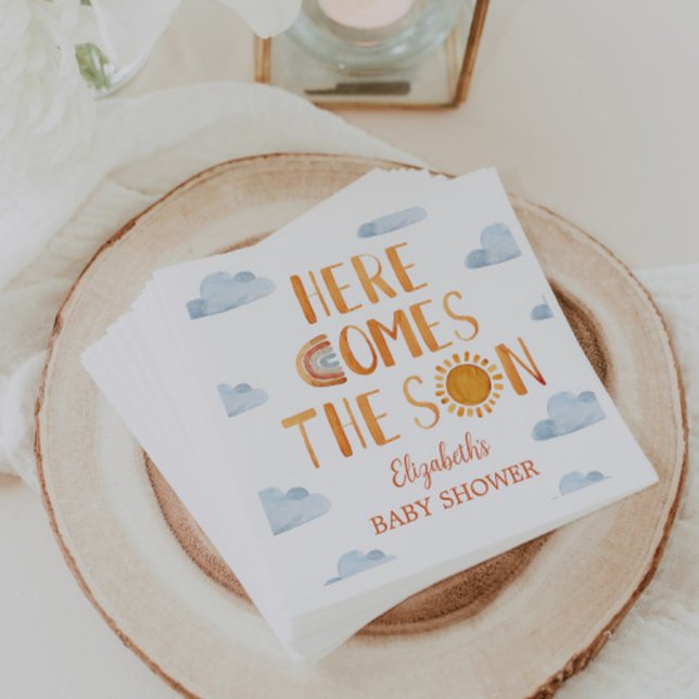 Here Comes The Son Sunshine Baby Shower  Napkin (Creator Uploaded)