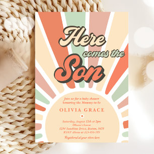 Here Comes The Son Sunshine Baby Shower Party  Invitation
