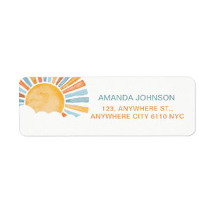 Here Comes the Son Sunshine Baby Shower Return Address Label