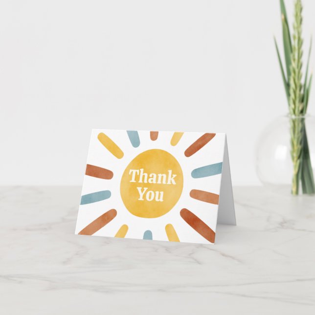 Here comes the Son Sunshine Baby Shower Thank You Card (Front)