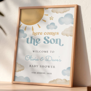 Here Comes the Son Sunshine Baby Shower Welcome Poster