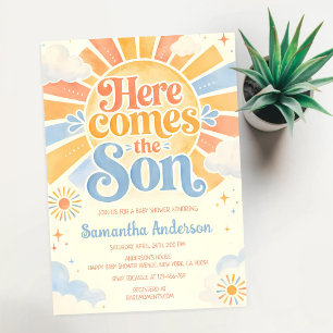 Here Comes the Son Sunshine Boho Baby Shower Invitation