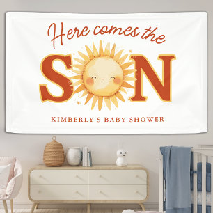 Here Comes The Son Sunshine Boho Boy Baby Shower Banner
