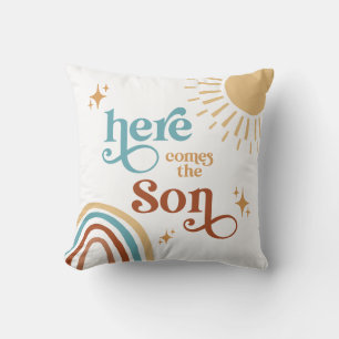 Here Comes the Son Sunshine Boy Baby Shower Cushion