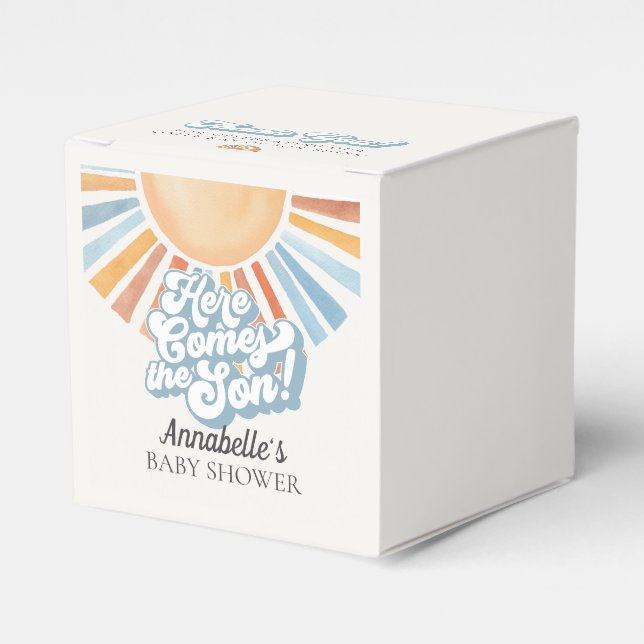 Here Comes the Son Sunshine Boy Baby Shower Favour Favour Box (Front Side)