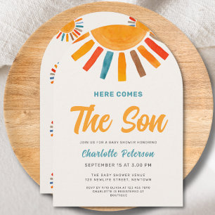 Here Comes the Son Sunshine Boy Baby Shower Invitation