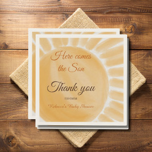 Here Comes the Son Sunshine Yellow Ray Baby Shower Napkin