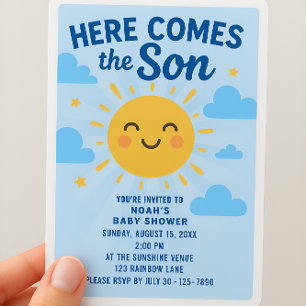 "Here comes the son" Vertical Invitation Card