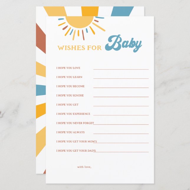Here Comes The Son Wishes For Baby Cards (Front/Back)