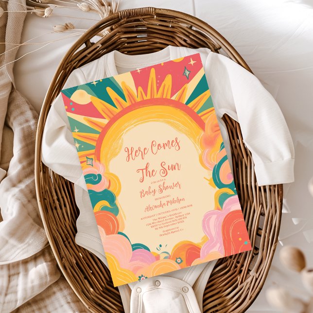 Here Comes the Son Yellow Sunshine Baby Shower  Invitation (Creator Uploaded)