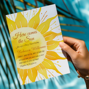 Here Comes the Son Yellow Sunshine Baby Shower Invitation