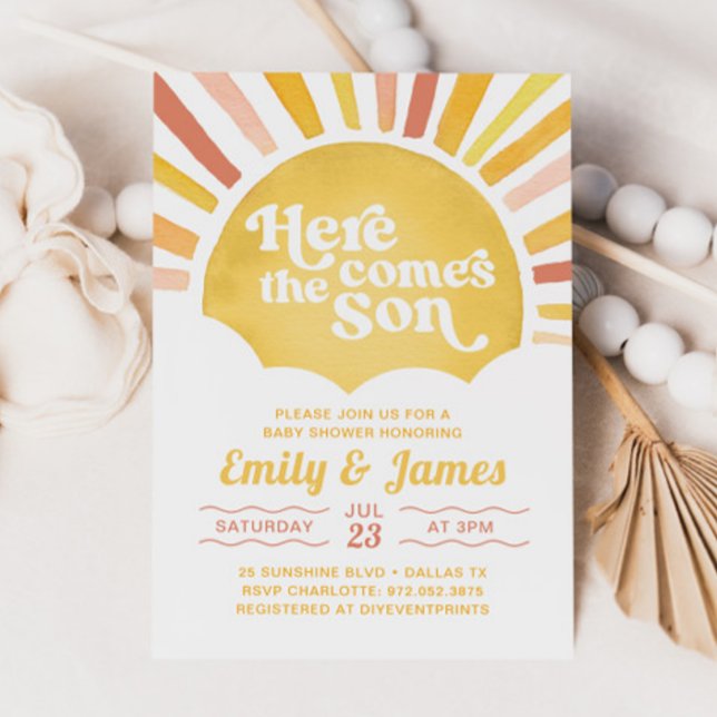 Here Comes The Son You Are My Sunshine Baby Shower Invitation (Creator Uploaded)