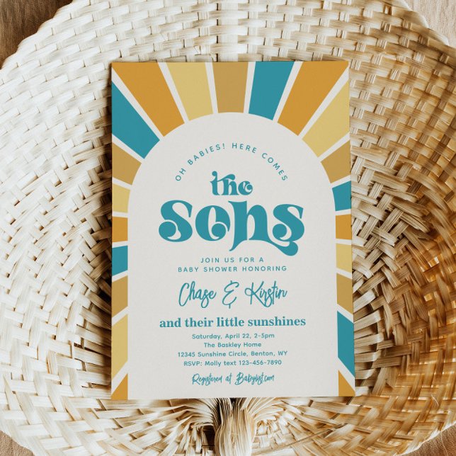 Here Comes The Sons Twins Baby Shower Invitation (Creator Uploaded)