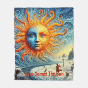 Here Comes The Sun - AI Art Print Fleece Blanket