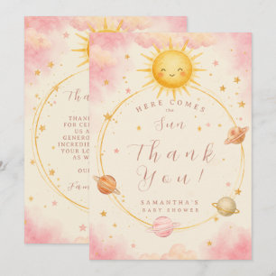 Here Comes the Sun Baby Girl Shower Thank You Card