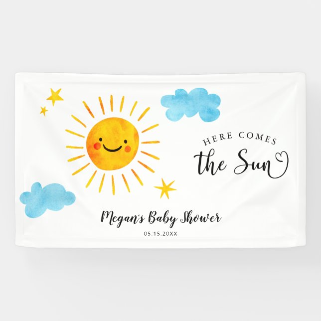 Here Comes The Sun Baby Shower Banner (Horizontal)