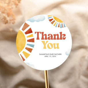 Here Comes the Sun Baby Shower Classic Round Sticker