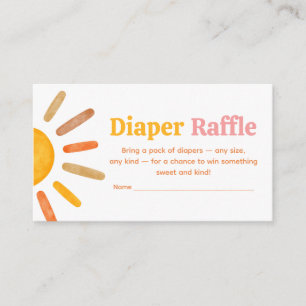 Here comes the Sun Baby Shower Diaper Raffle Enclosure Card
