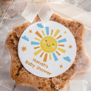 Here Comes the Sun Baby Shower Favour Classic Round Sticker