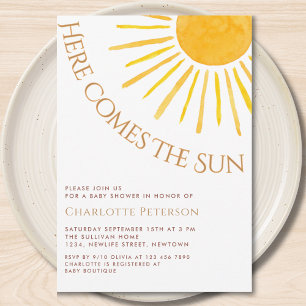 Here Comes The Sun Baby Shower Invitation