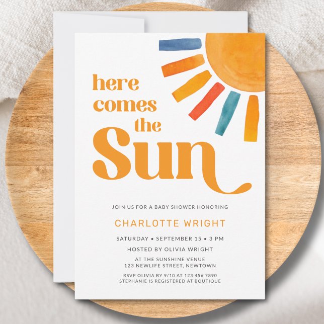 Here Comes the Sun Baby Shower  Invitation (Creator Uploaded)