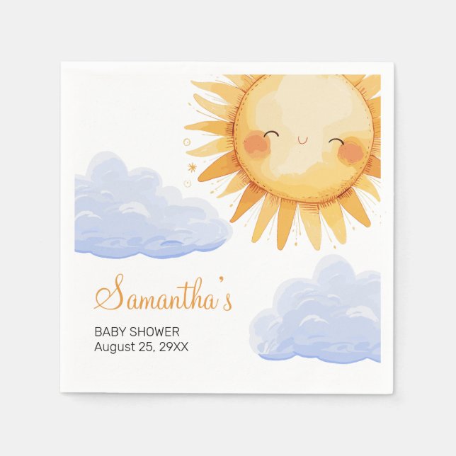Here comes the Sun baby shower invitation  Napkin (Front)