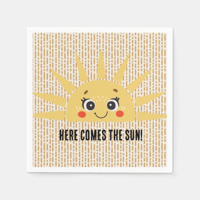 Here comes the sun Baby Shower Napkin (Front)