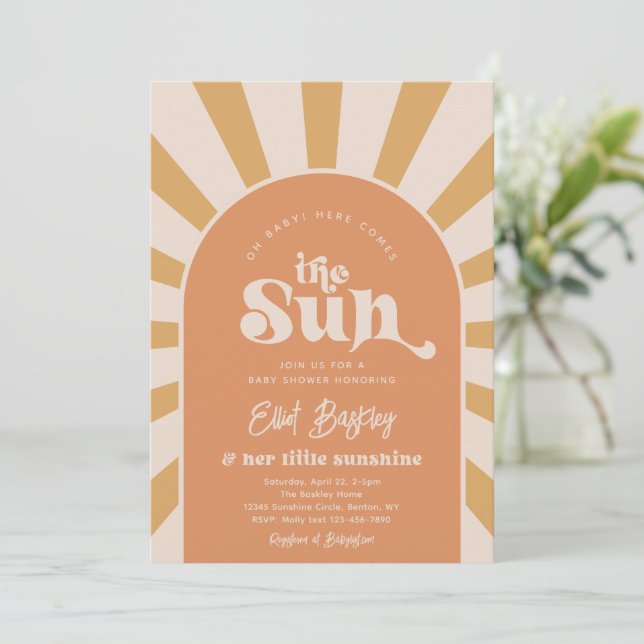Here Comes The Sun Baby Shower | Sun Baby Shower I Invitation (Standing Front)