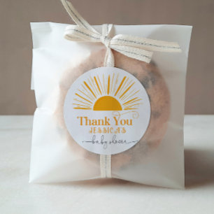 Here comes the sun baby shower thank you classic round sticker