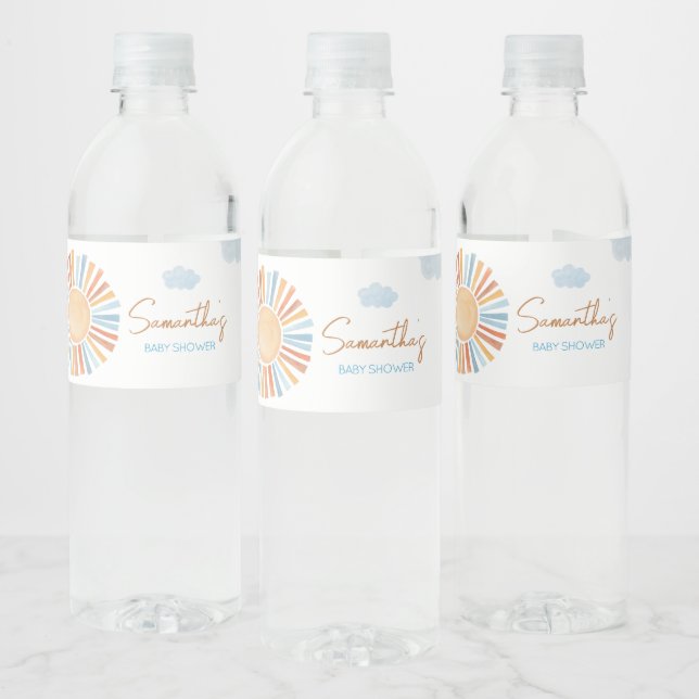 Here Comes The Sun Baby Shower Water Bottle Label (Bottles)