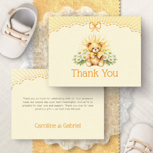 Here Comes The Sun Bear Baby Shower Thank You Card