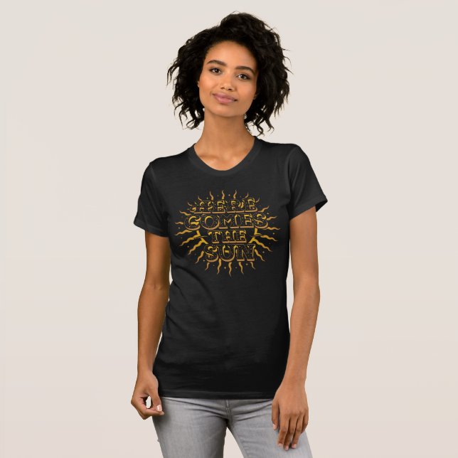 Here Comes The Sun Black T-Shirt (Front Full)