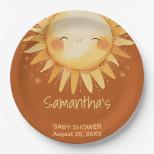 Here comes the Sun boho baby shower Enclosure Card Paper Plate