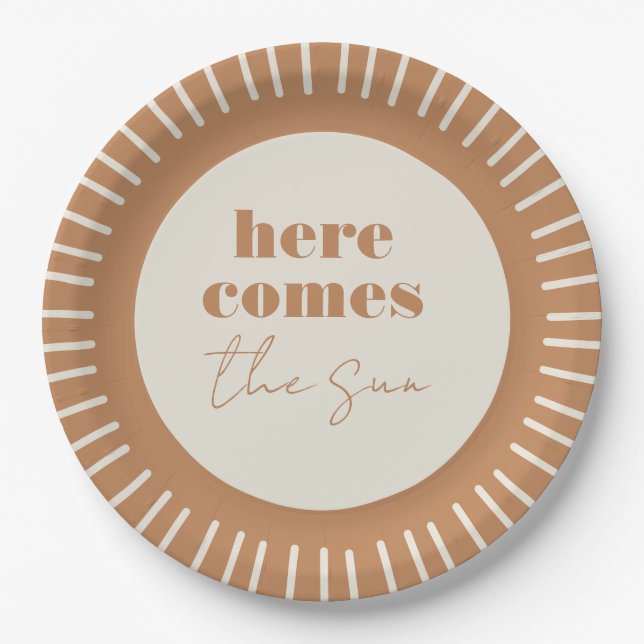 Here Comes the Sun Boho Baby Shower | Paper Plate (Front)