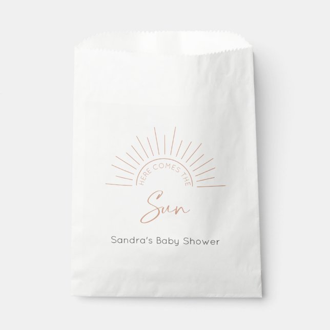 Here Comes The Sun Boho Modern Baby Shower Favour Bag (Front)