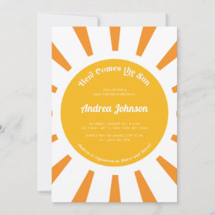 Here Comes the Sun Boho Sunshine Cute Baby Shower Invitation