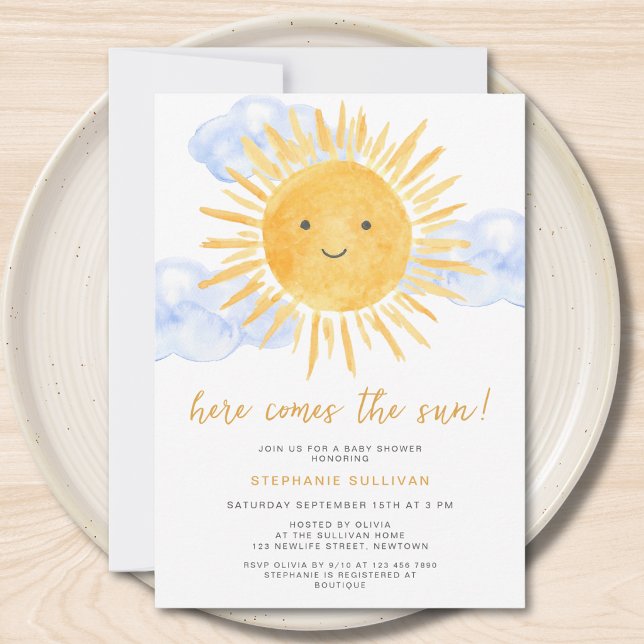 Here Comes The Sun Boy's Baby Shower Invitation (Creator Uploaded)